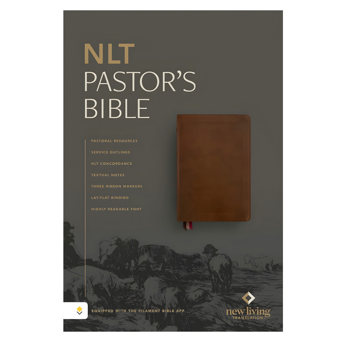 NLT Brown Imitation Leather Filament Pastor's Bible Red Letter Large Print