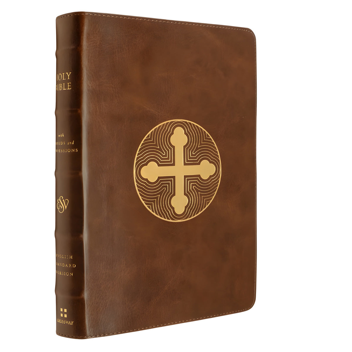 ESV Brown Cross Trefoil Design Imitation Leather Bible Large Print
