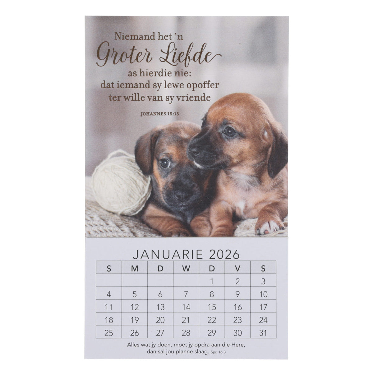 2026 Klein Magnetiese Kalender - Niemand Het 'n Groter Liefde