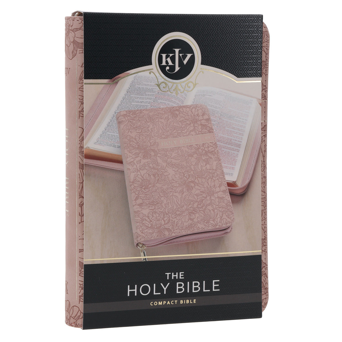 KJV Dusty Pink Faux Leather Compact Bible with Zip