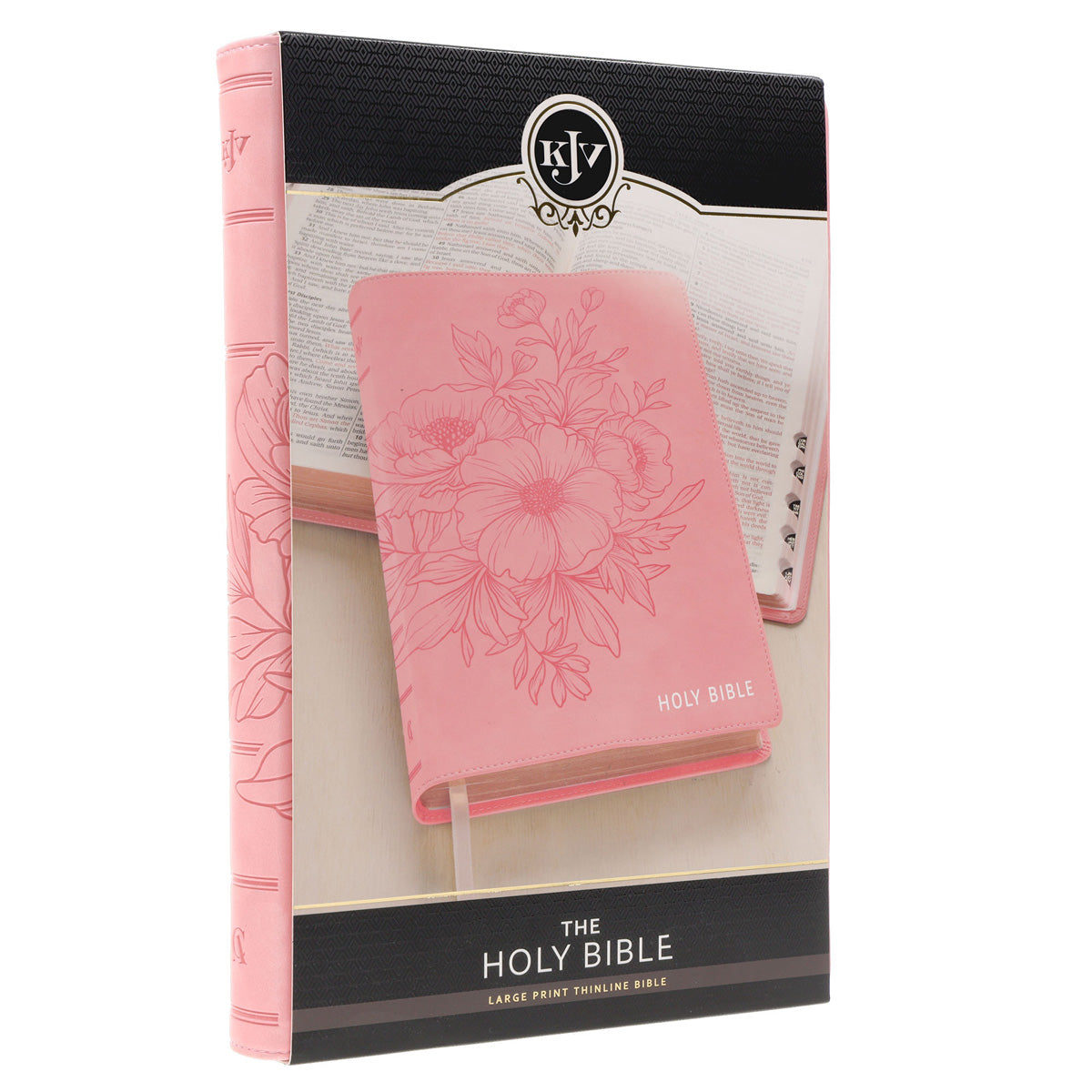 KJV Ballet Pink Faux Leather Thinline Large Print Bible