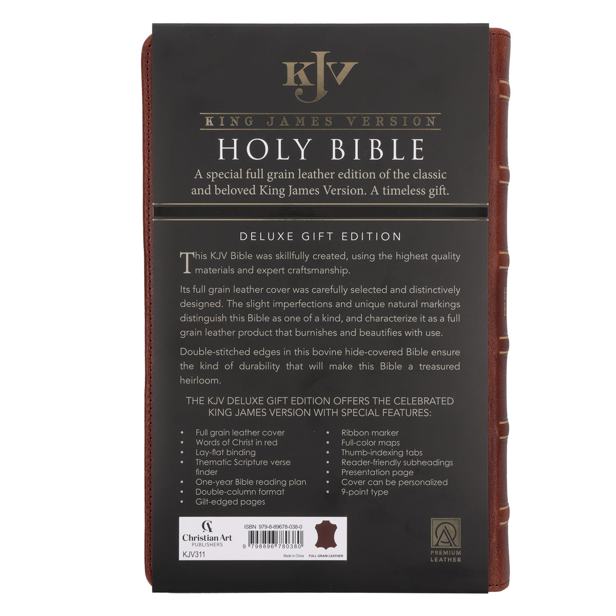 KJV Brown Genuine Leather Flexcover Deluxe Gift Bible Indexed