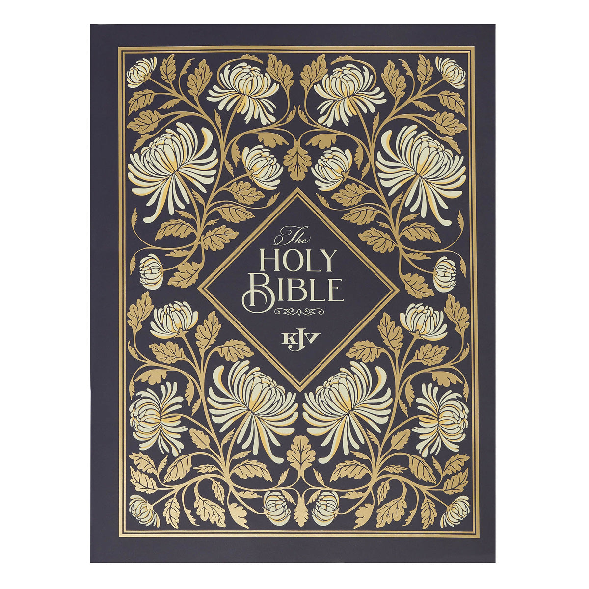 KJV Navy Floral Paperback Outreach Bible