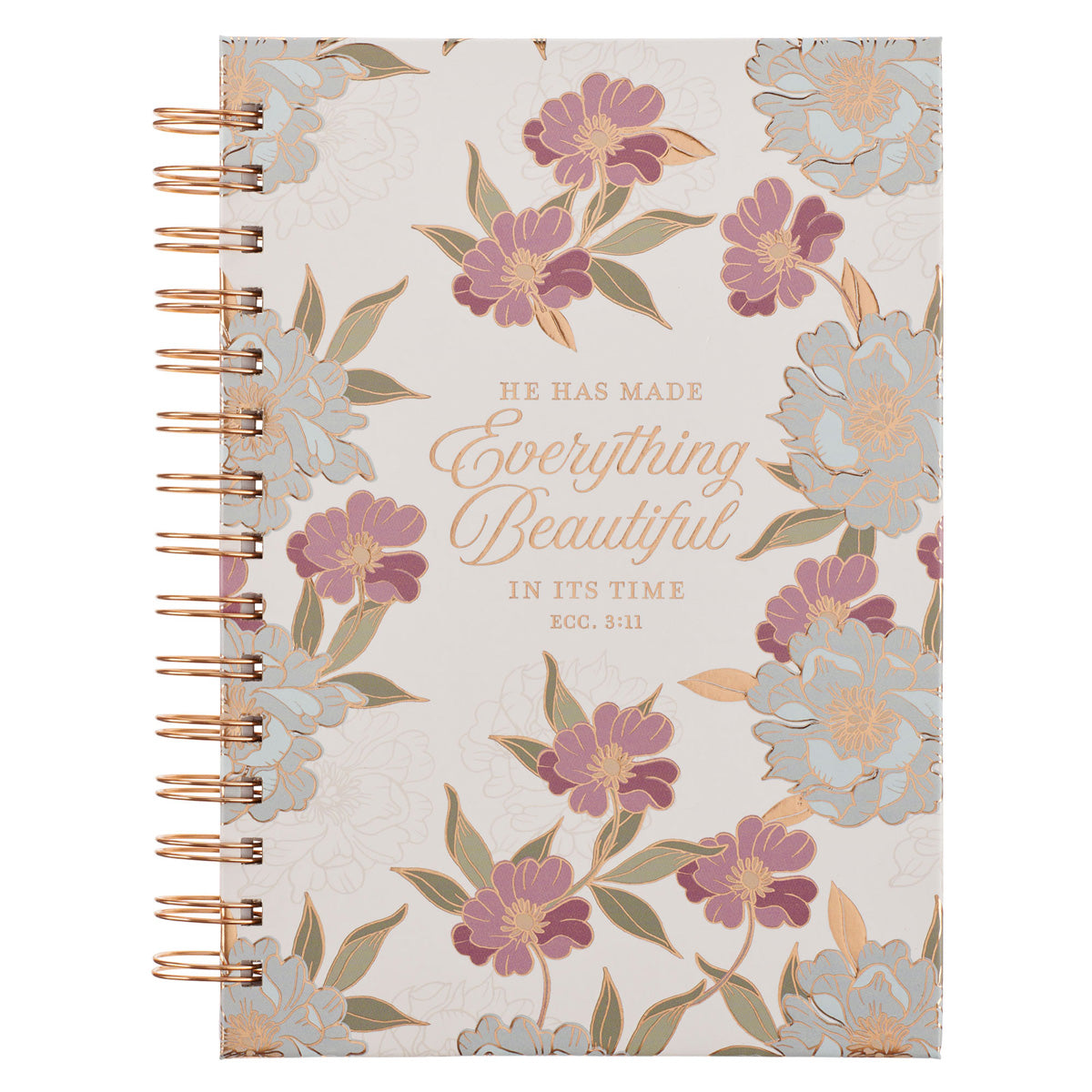 He Has Made Everything Beautiful in Its Time White Floral Hardcover Wirebound Journal