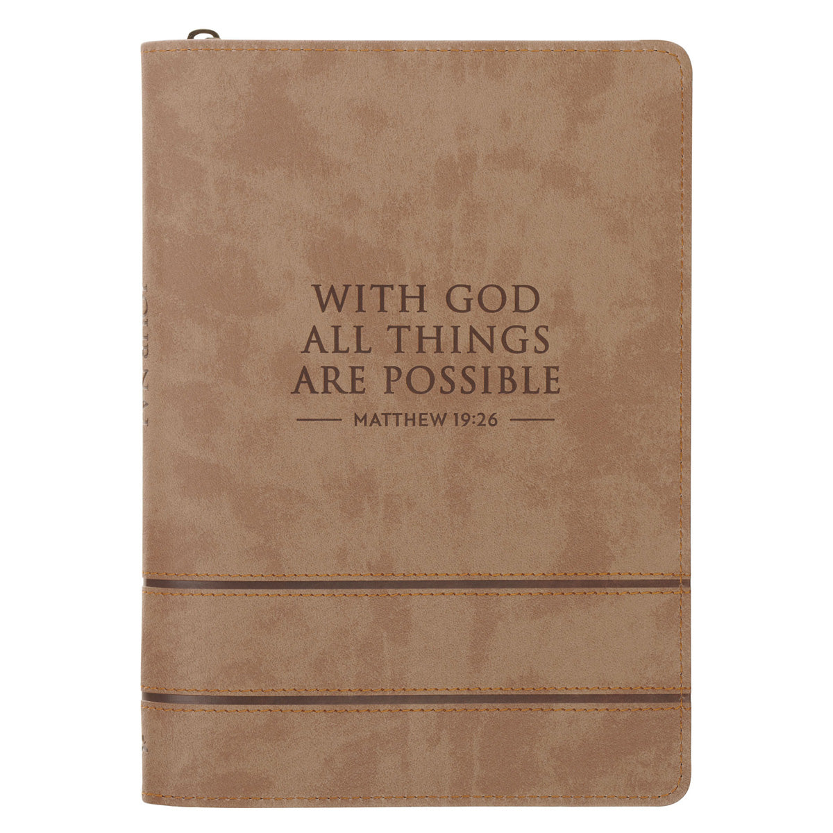 With God All Things Are Possible Faux Leather Journal with Zipped Closure