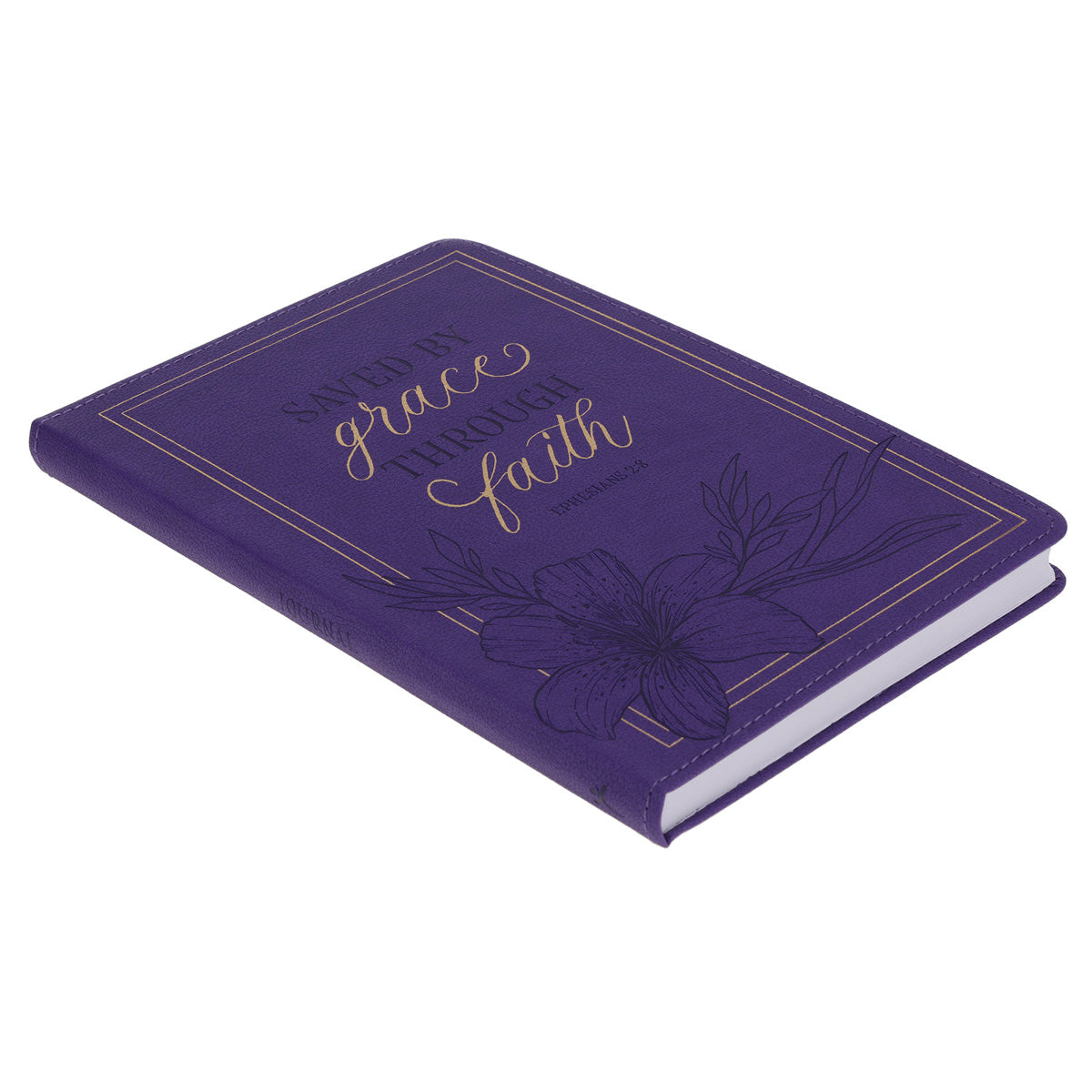 Saved By Grace Through Faith Faux Leather Journal