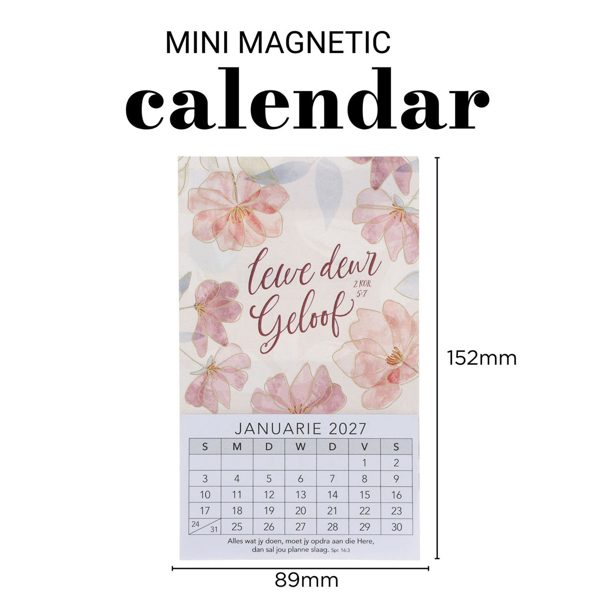 2027 Klein Magnetiese Kalender - Lewe deur Geloof