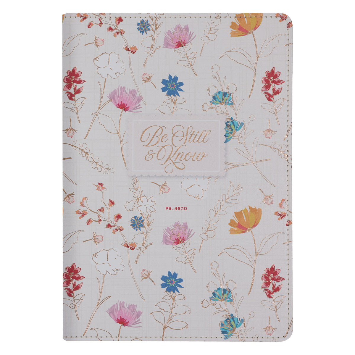 Be Still and Know Floral Faux Leather Journal with Zipped Closure