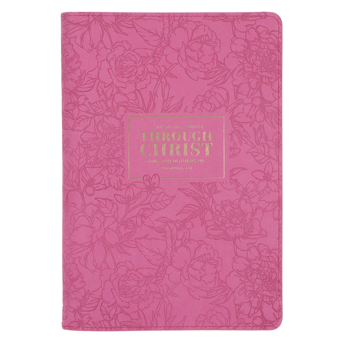 Through Christ Pink Faux Leather Journal with Zipped Closure