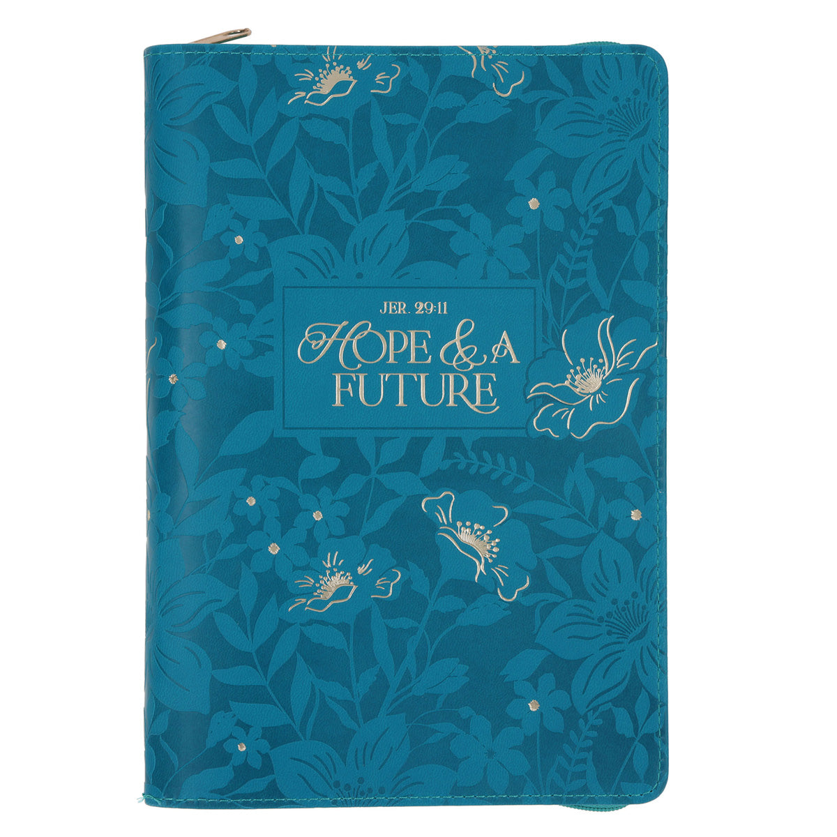 Hope and a Future Teal Faux Leather Journal with Zipped Closure