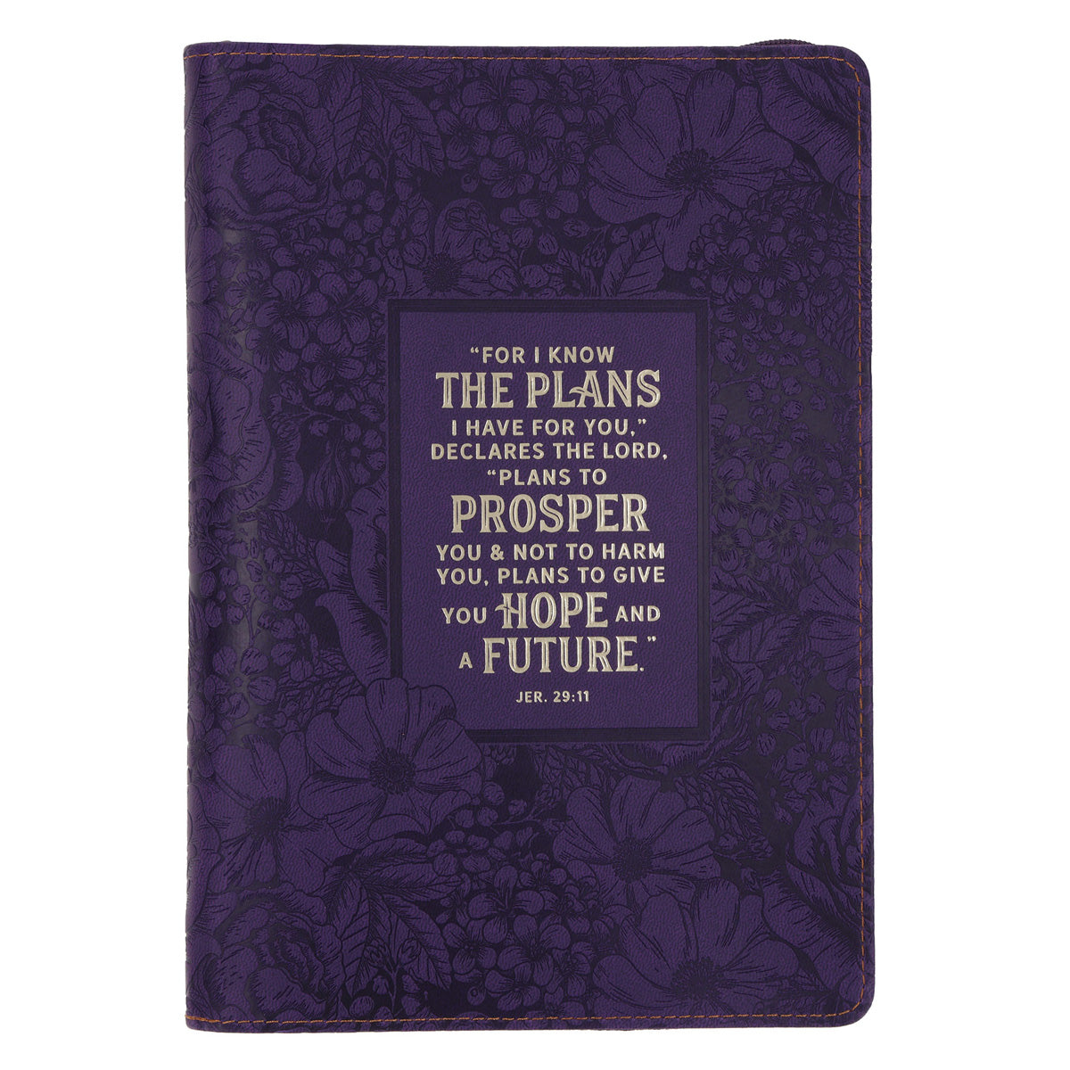 I Know the Plans Purple Faux Leather Journal with Zipped Closure