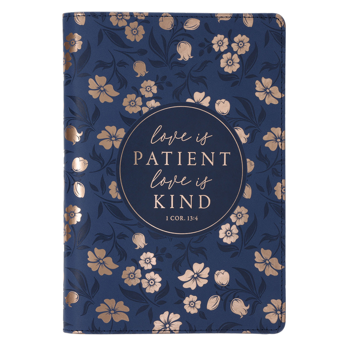 Love Is Patient Love Is Kind Blue Faux Leather Journal with Zipped Closure