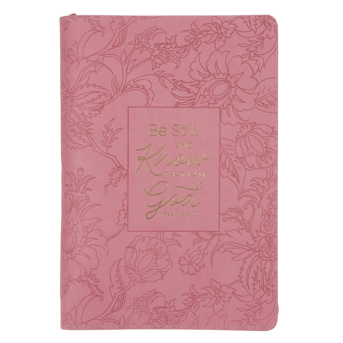 Be Still and Know that I Am God Pink Faux Leather Journal with Zipped Closure