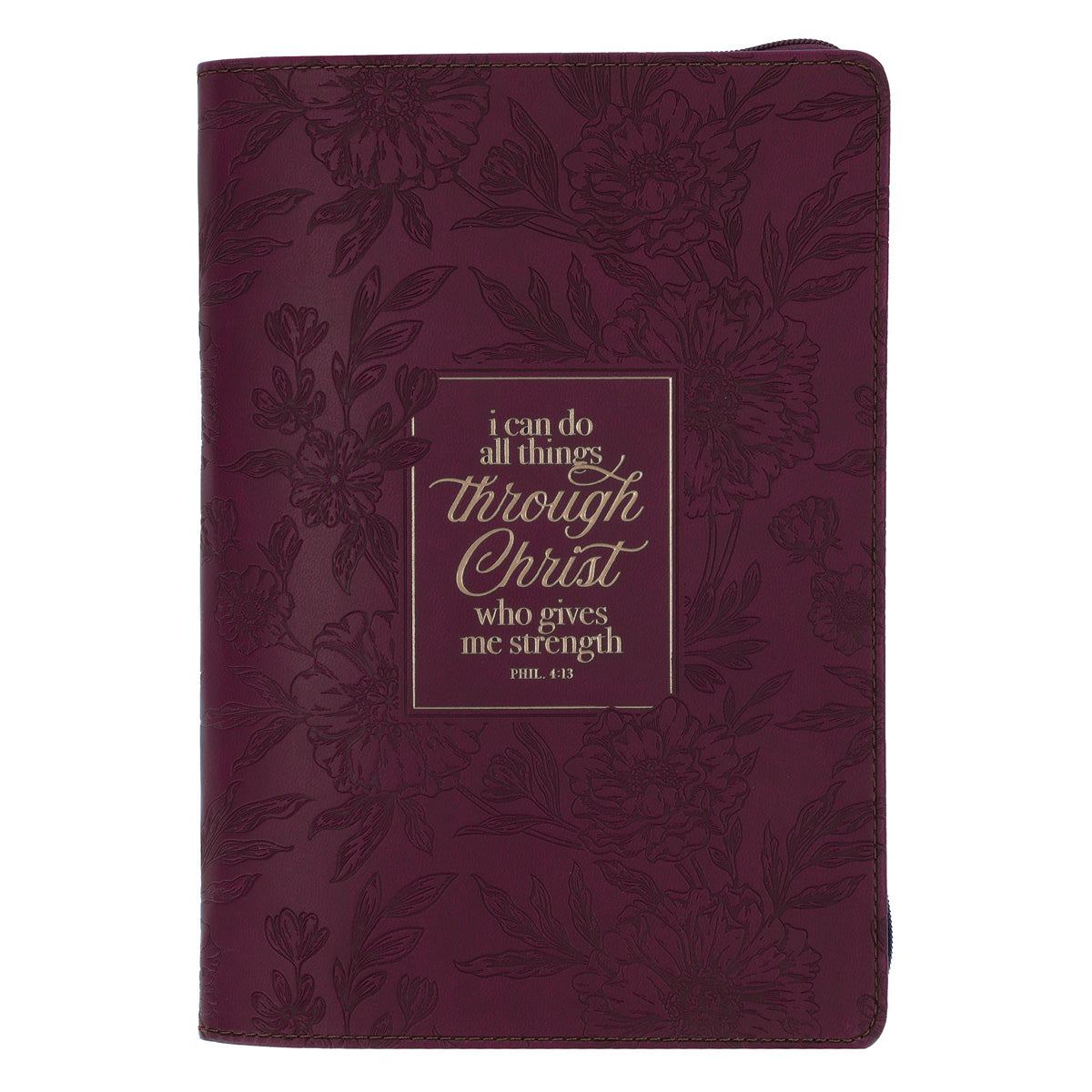 Through Christ Faux Leather Journal with Zipped Closure