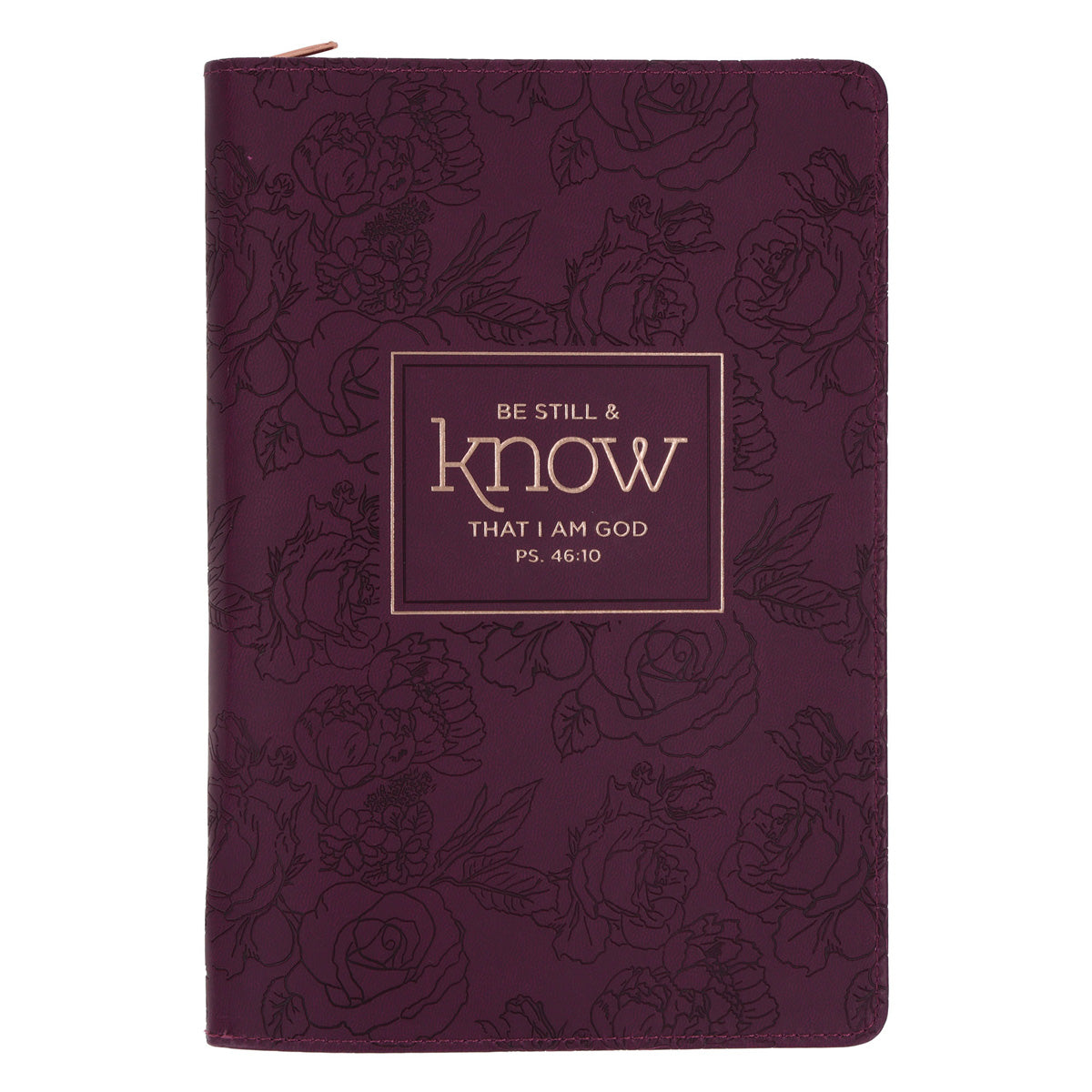 Be Still and Know That I Am God Maroon Faux Leather Journal with Zipped Closure