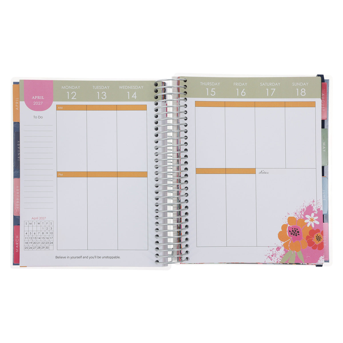 2027 Diary - 18-Month Planner for Women - Grateful and Blessed - Wirebound
