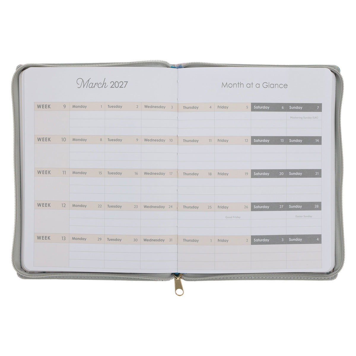 2027 Diary - 18-Month Planner for Women - All Things - Faux Leather with Zip