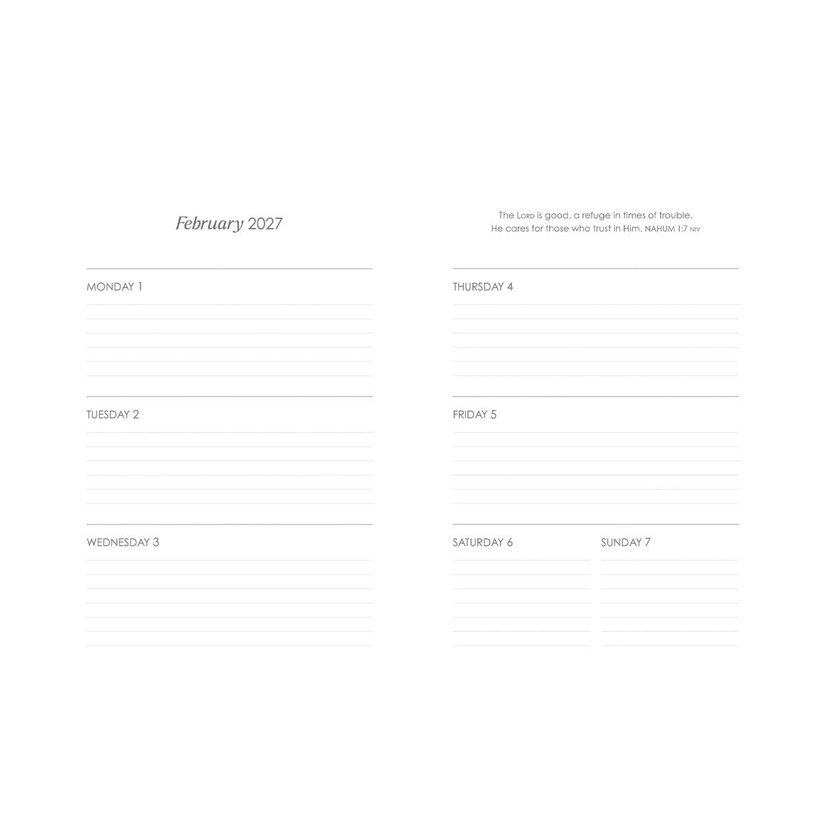 2027 Diary - Daily Planner - Be Still and Know - Wirebound