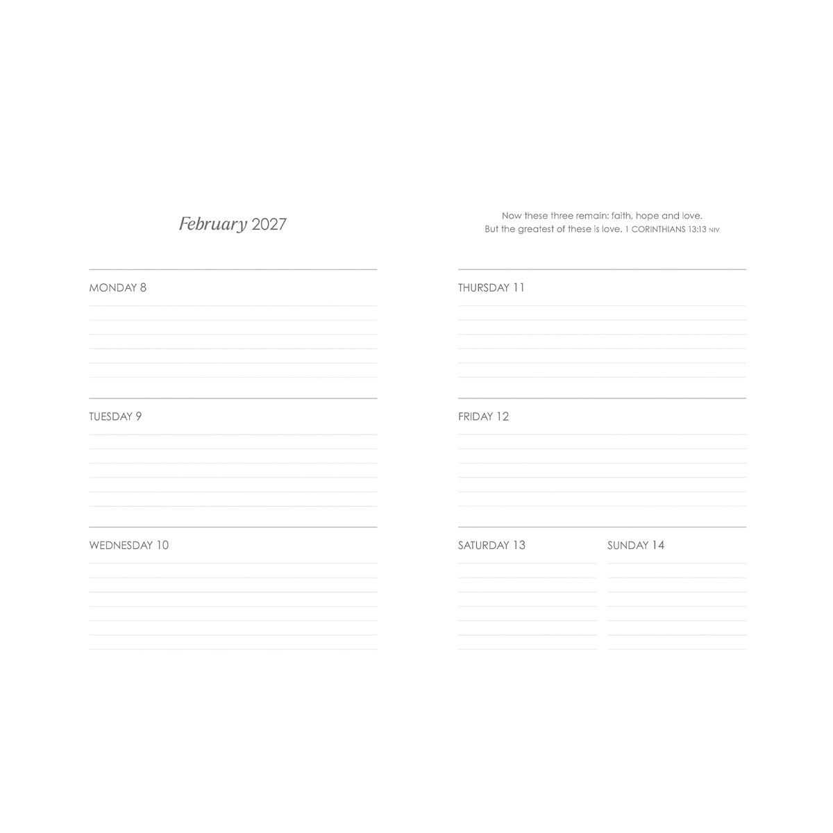 2027 Diary - Daily Planner - Nothing Is Impossible with God - Wirebound