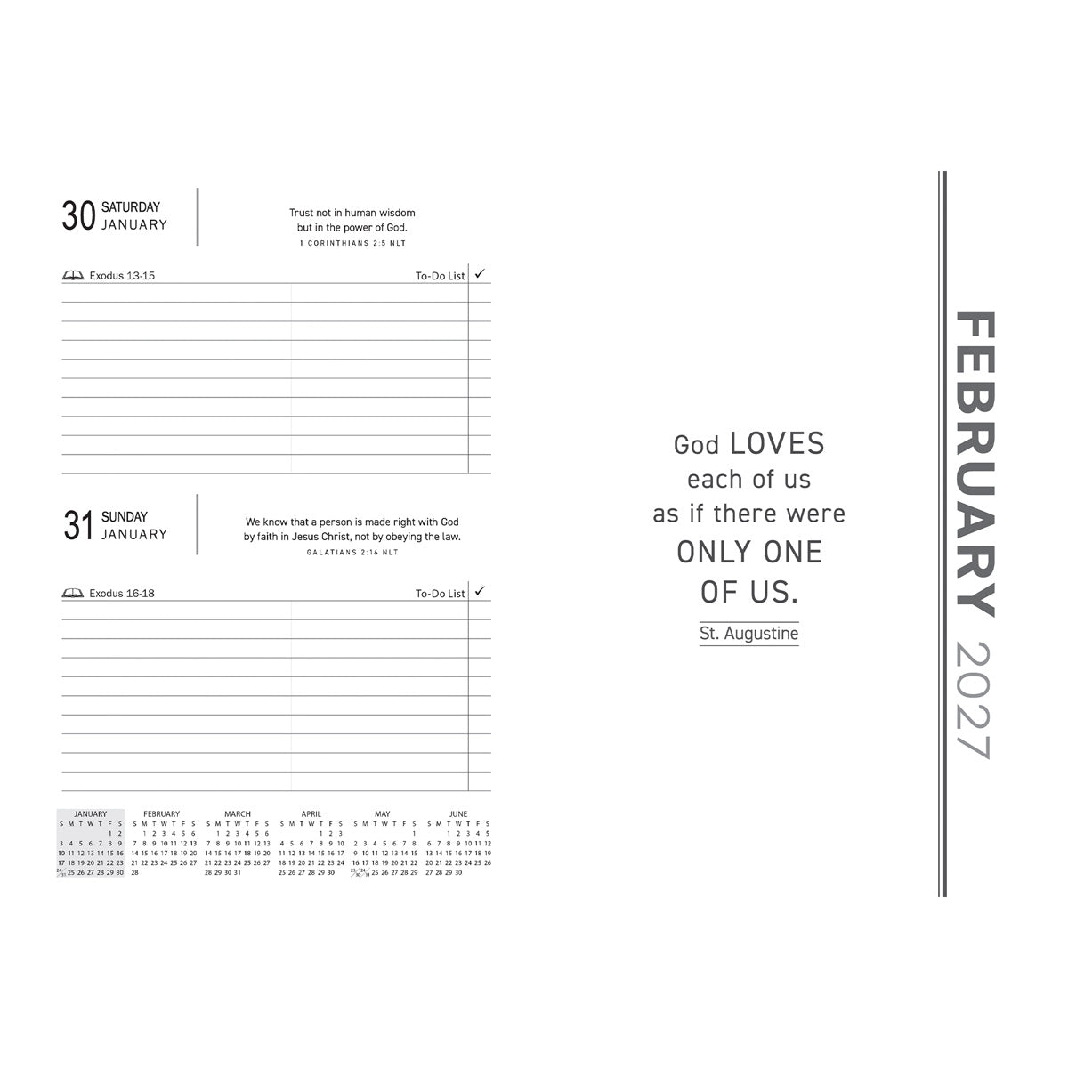 2027 Executive Diary - Daily Planner - For I Know the Plans - Faux Leather with Zip