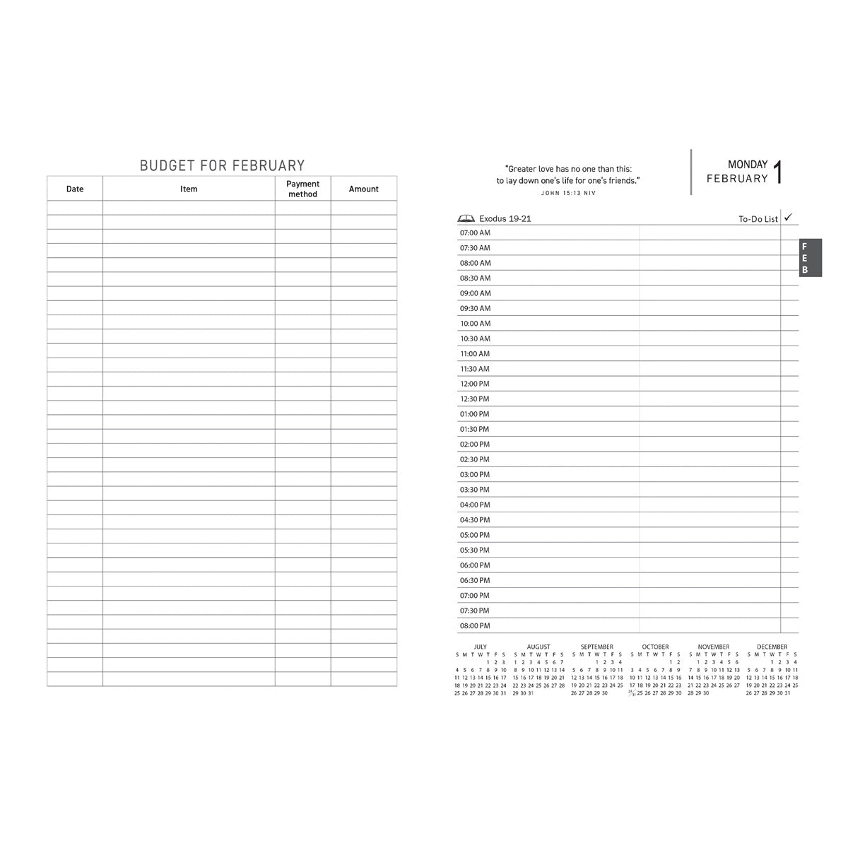 2027 Executive Diary - Daily Planner - For I Know the Plans - Faux Leather with Zip