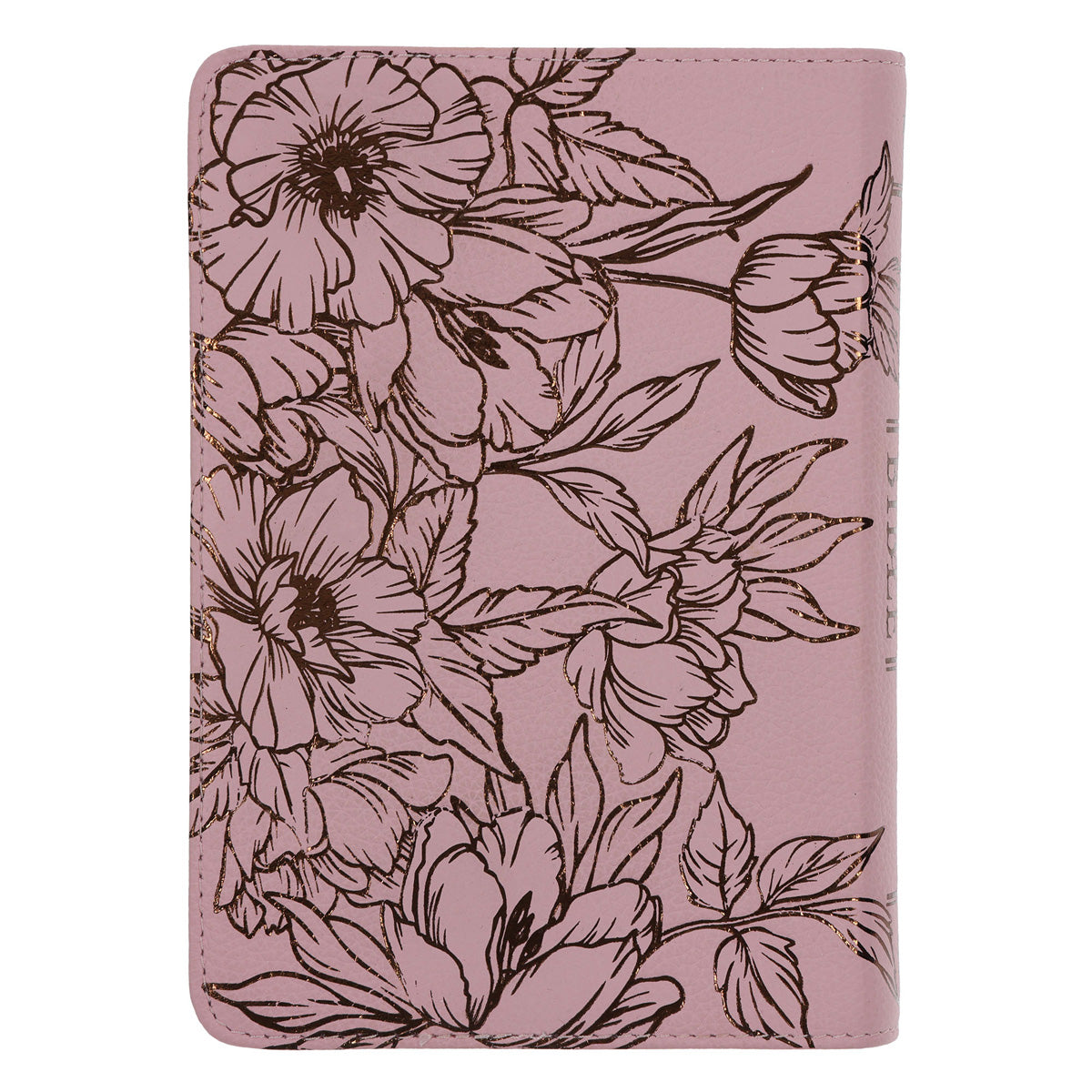 KJV Light Pink Floral Genuine Leather Compact Large Print Bible