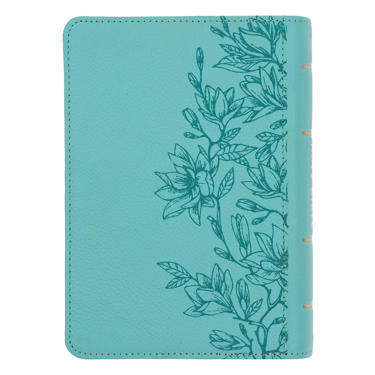 KJV Aqua Floral Genuine Leather Compact Large Print Bible