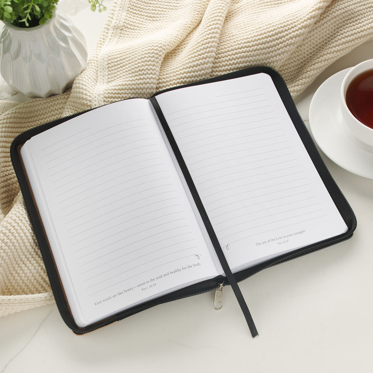 Be Strong in the Lord Two-Tone Brown and Black Journal with Zipped Closure