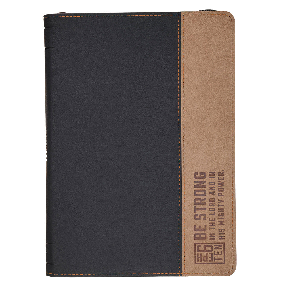 Be Strong in the Lord Two-Tone Brown and Black Journal with Zipped Closure