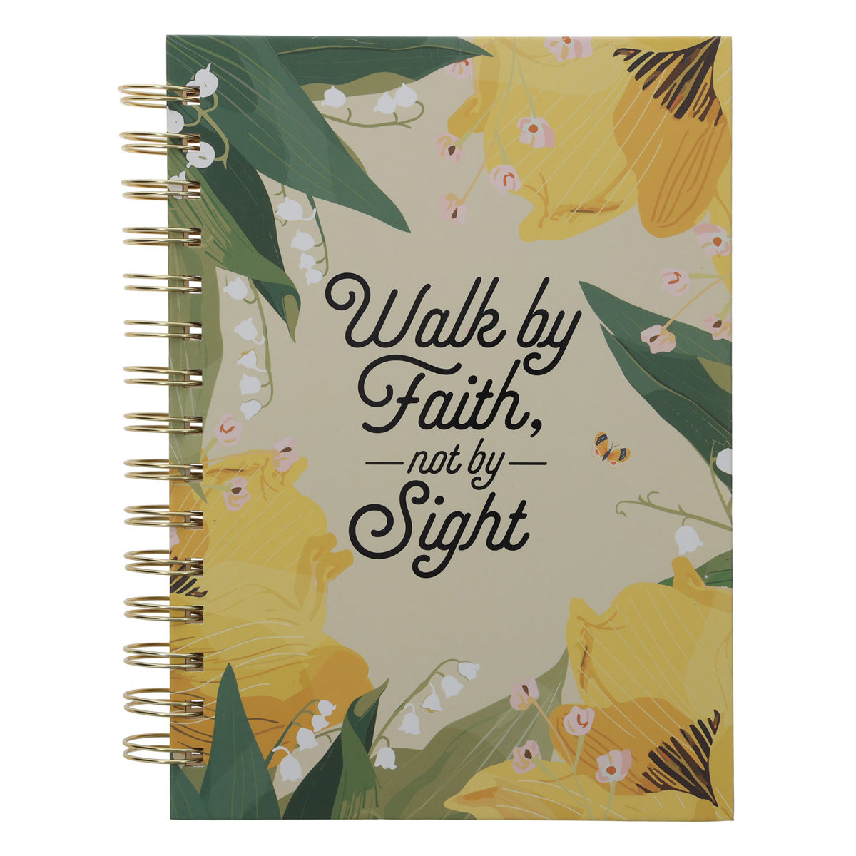 Walk by Faith, Not by Sight Yellow Floral Hardcover Wirebound Journal