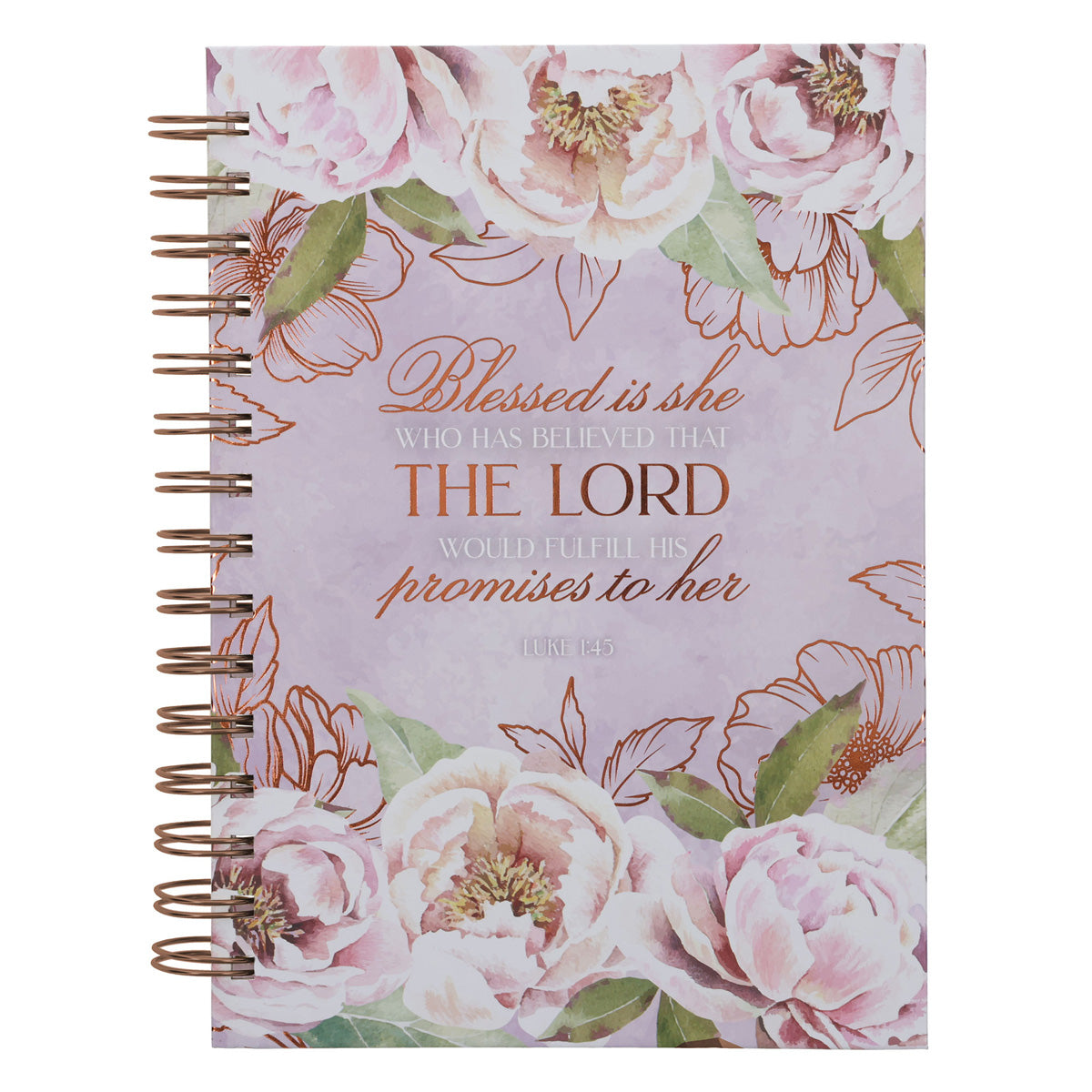 Blessed Is She Who Has Believed Purple Hardcover Wirebound Journal