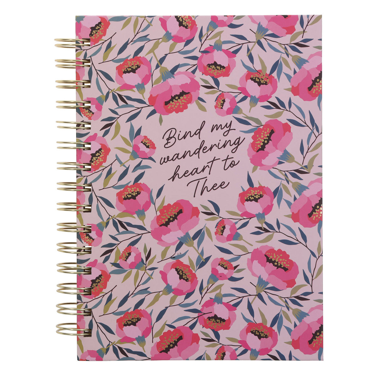 Bind My Wandering Heart to Thee Floral Hardcover Wirebound Journal