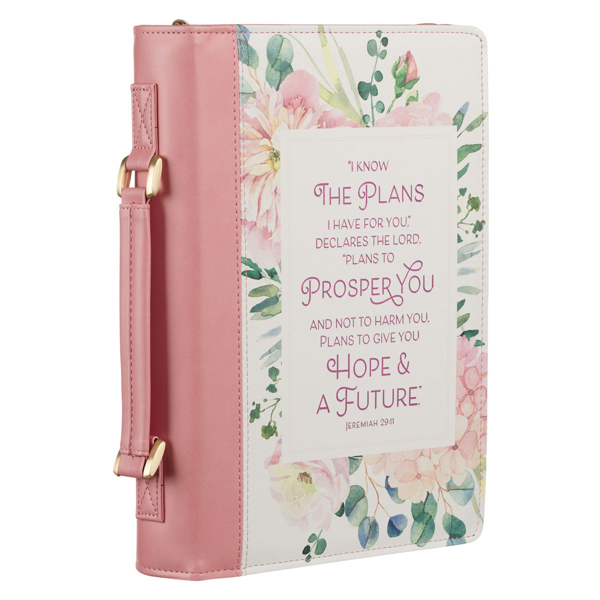 I Know the Plans I Have for You Pink Floral Faux Leather Bible Bag