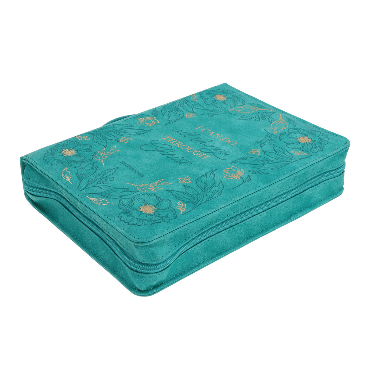 I Can Do All Things Through Christ Teal Faux Leather Bible Bag
