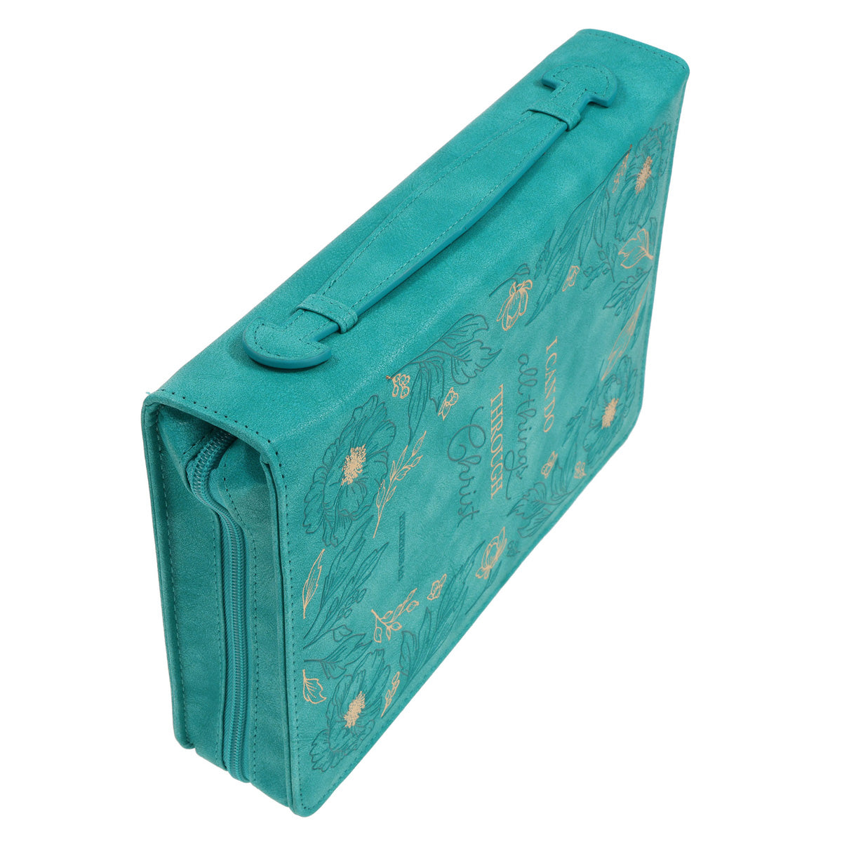 I Can Do All Things Through Christ Teal Faux Leather Bible Bag