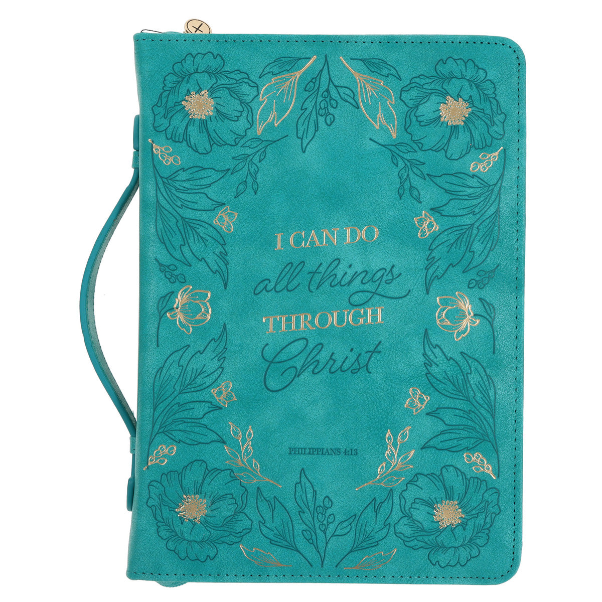 I Can Do All Things Through Christ Teal Faux Leather Bible Bag