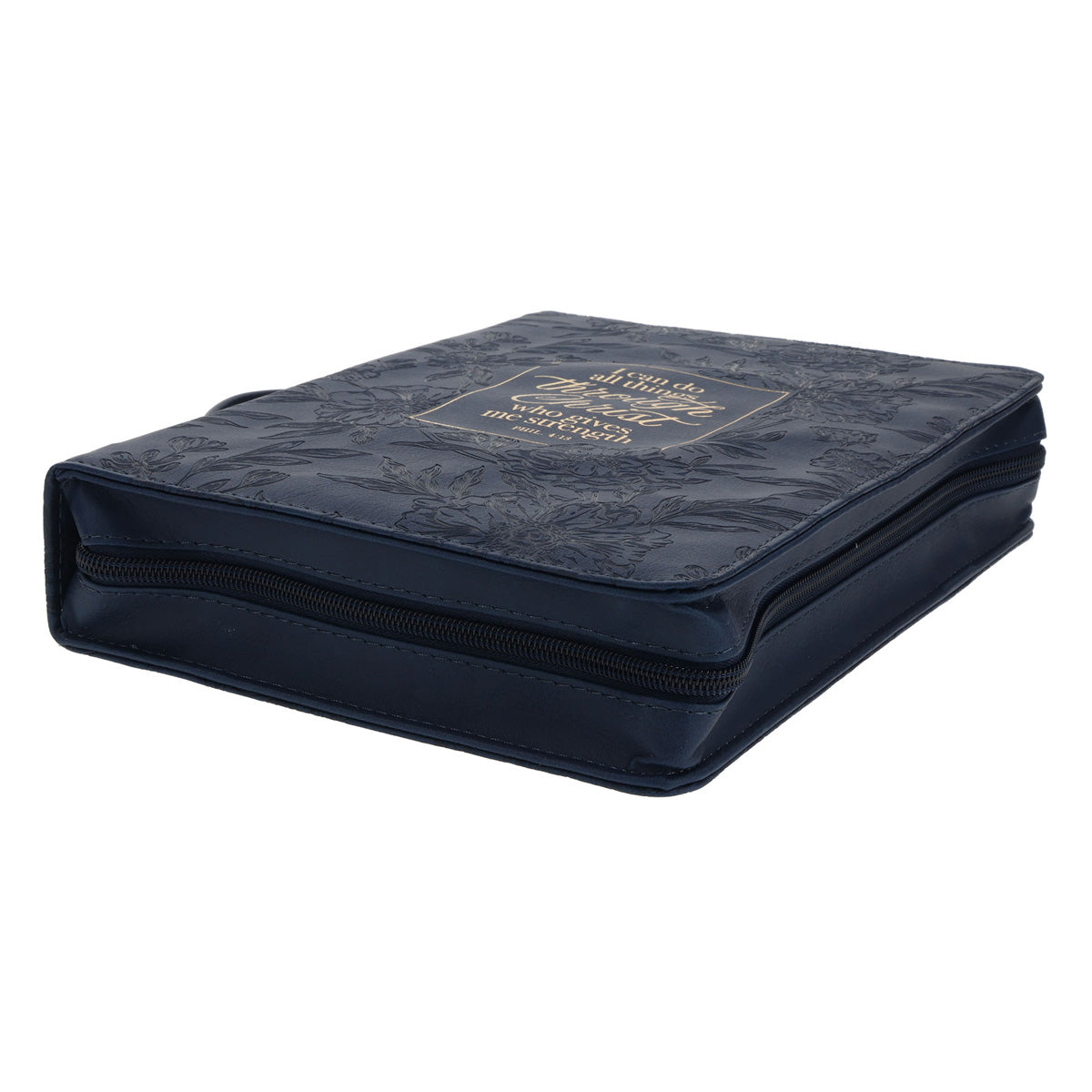 I Can Do All Things Through Christ Blue Faux Leather Bible Bag