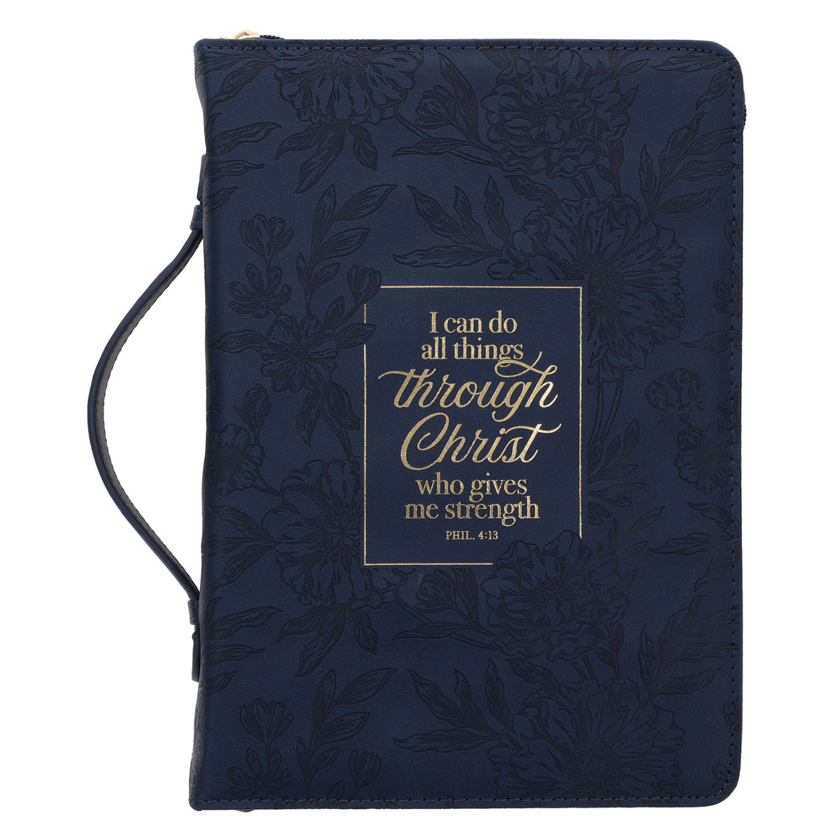 I Can Do All Things Through Christ Blue Faux Leather Bible Bag