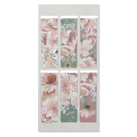 Foiled Floral Six-Piece Magnetic Bookmark Set