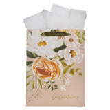 Congratulations Neutral Floral Portrait Gift Bag with Gift Tag