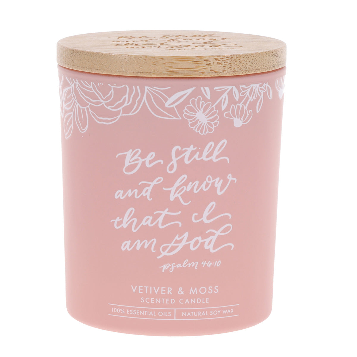 Be Still and Know That I Am God Vetiver and Moss Scented Candle with Bamboo Lid