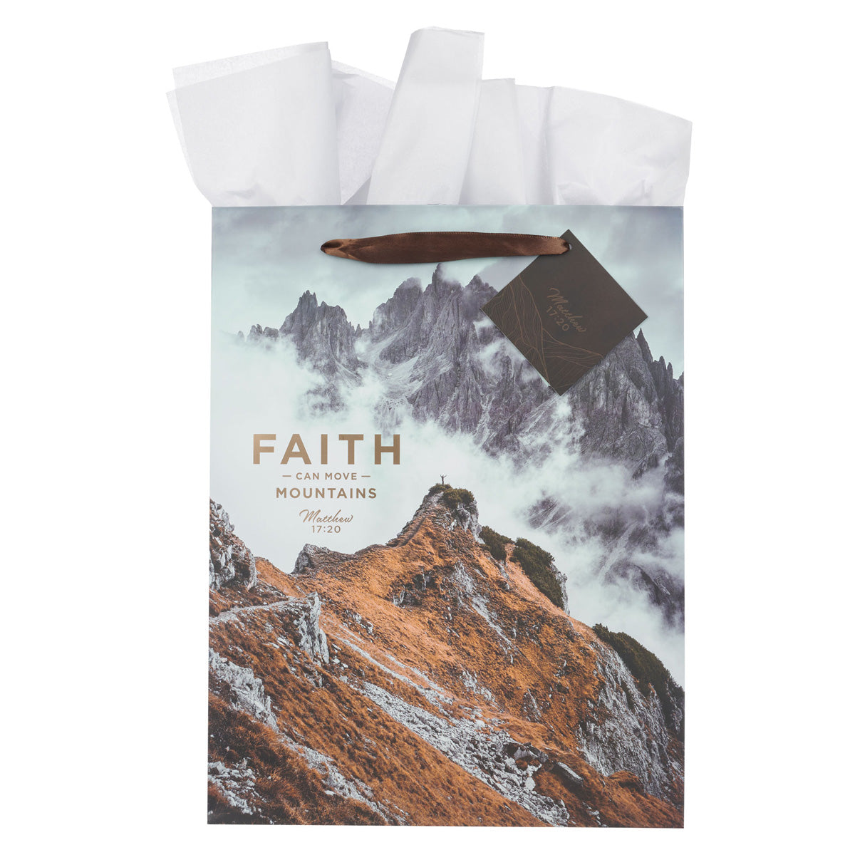 Faith Can Move Mountains Portrait Gift Bag with Gift Tag