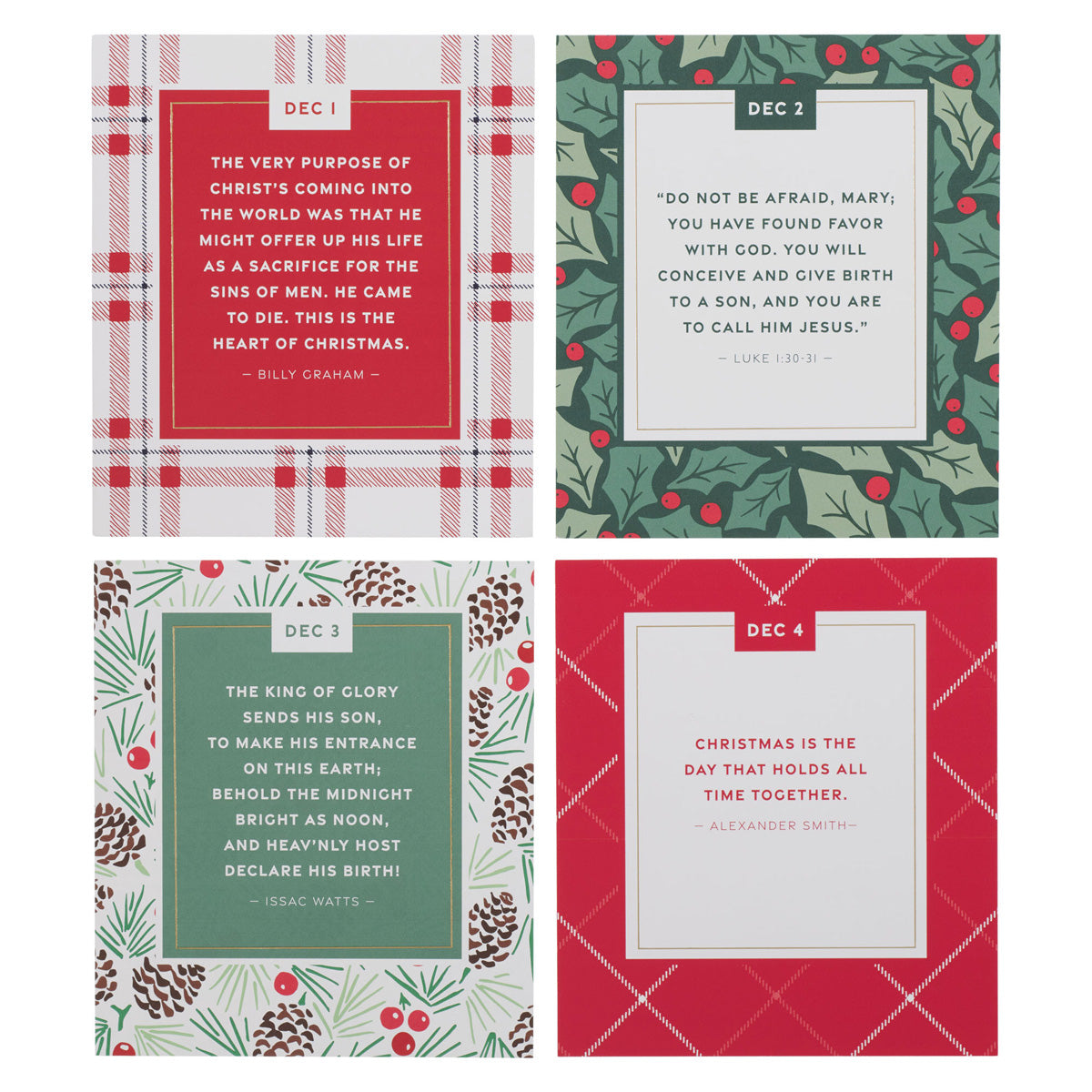 Christmas Plaid Advent Calendar Card Set with Stand