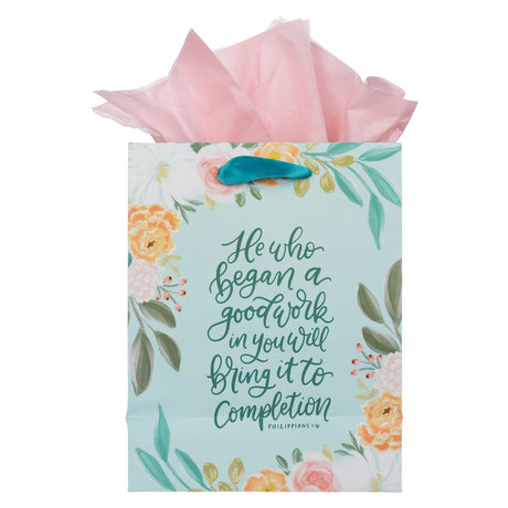 He Who Began a Good Work in You Will Bring It to Completion Medium Gift Bag with Gift Tag