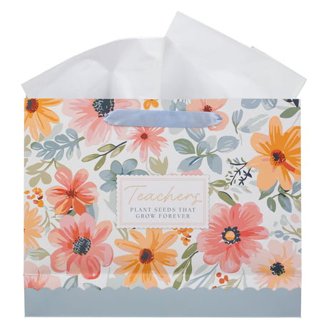 Teachers Plant Seeds That Grow Forever Landscape Gift Bag with Gift Tag