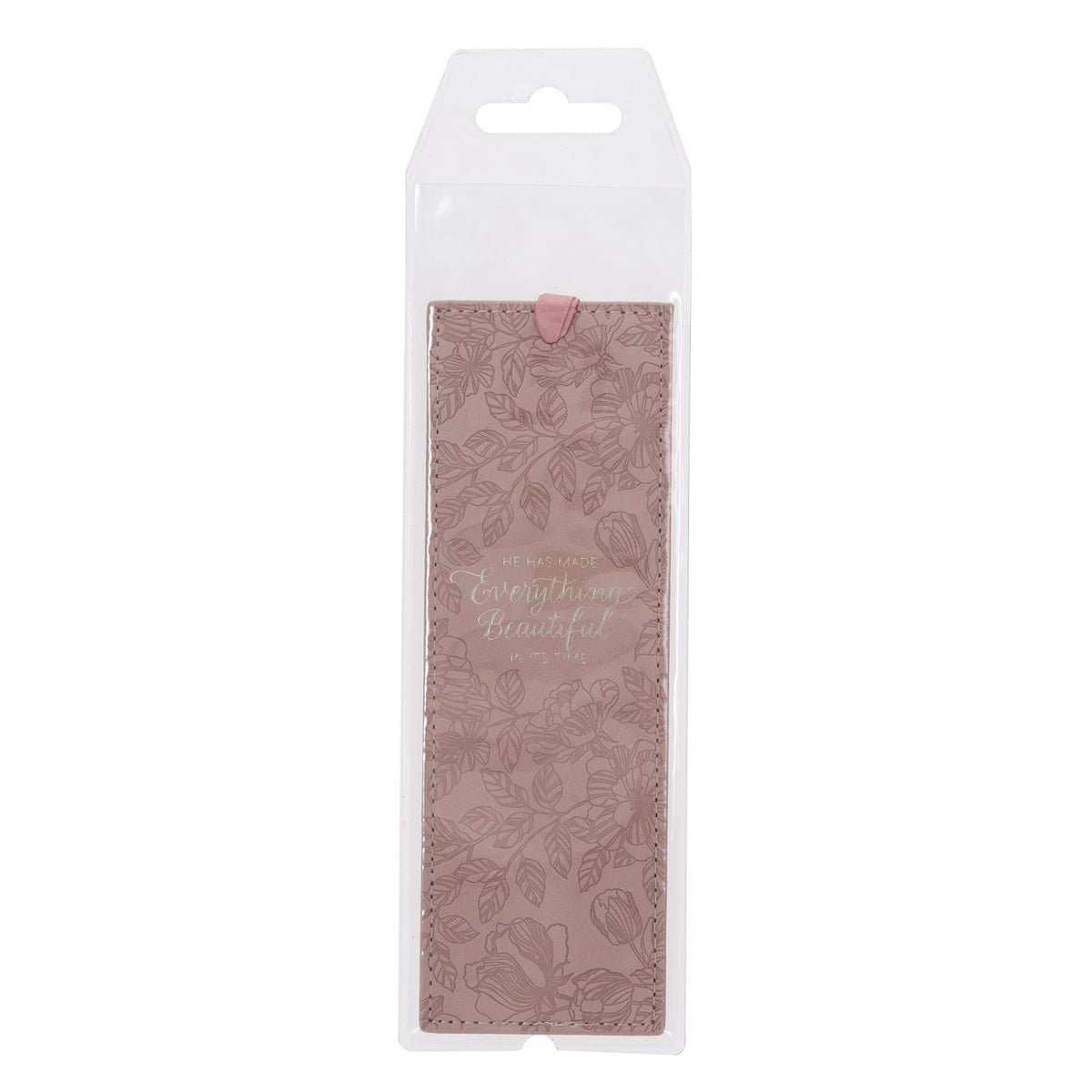 He Has Made Everything Beautiful in Its Time Pink Faux Leather Bookmark