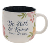 Be Still and Know That I Am God White Ceramic Mug with Navy Interior