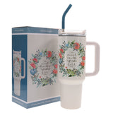 A Sweet Friendship Refreshes the Soul Large Stainless Steel Mug with Handle and Straw