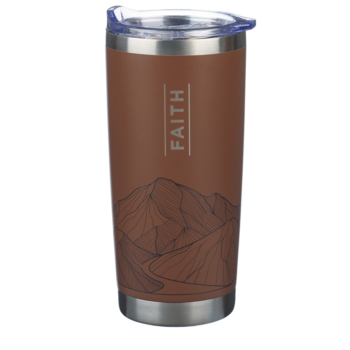 Faith Mountains Brown Stainless Steel Travel Mug