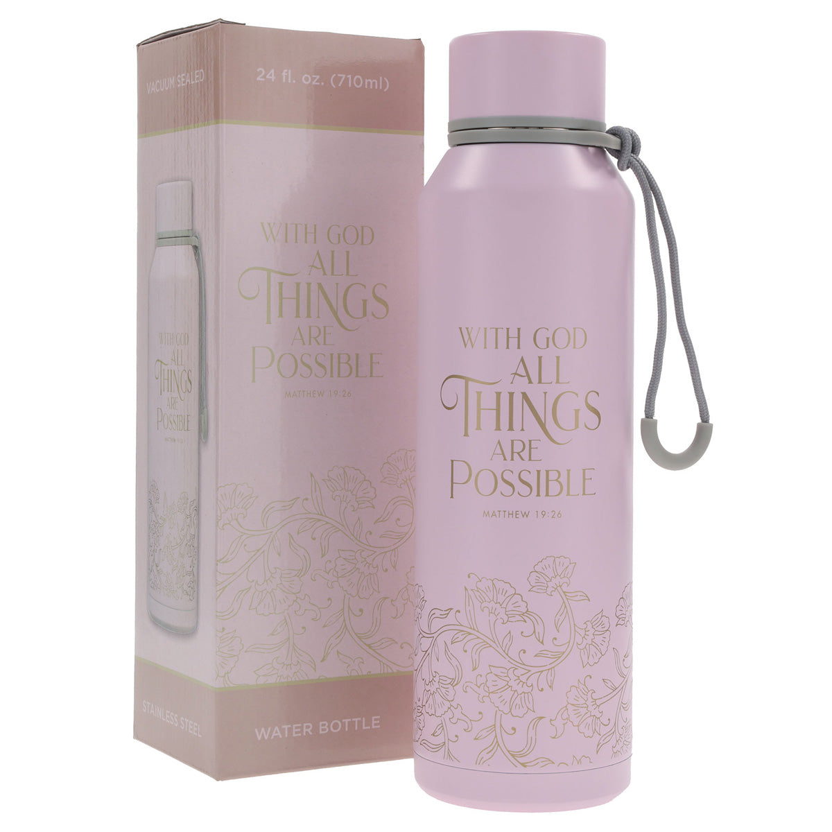 With God All Things Are Possible Pink Stainless Steel Water Bottle